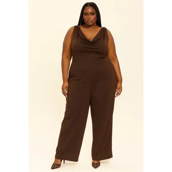 Jill Alexander Chocolate Brown Plus Size Jumpsuit – Sizes 1X–3X - Picture 3 of 10